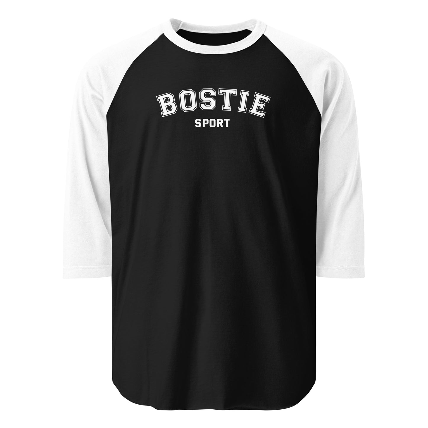 Bostie Sport 3/4 Sleeve Raglan Shirt . Black White