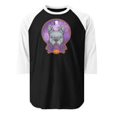 Boston Terrier Halloween 3/4 Sleeve Raglan Shirt . Black White