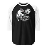 Soccer Boston Terrier 3/4 Sleeve Raglan Shirt . Black White