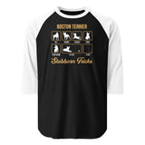 Boston Terrier Dog Stubborn Tricks 3/4 Sleeve Raglan Shirt . Black White