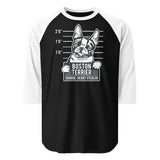 Boston Terrier Heart Stealer 3/4 Sleeve Raglan Shirt . Black White