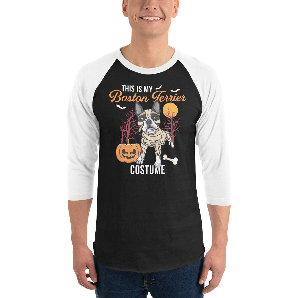 This Is My Boston Terrier Costume 3/4 Sleeve Raglan Shirt .