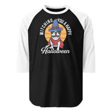 Witching You A Happy Halloween 3/4 Sleeve Raglan Shirt . Black White