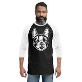 Boston Terrier Dog Face 3/4 Sleeve Raglan Shirt .