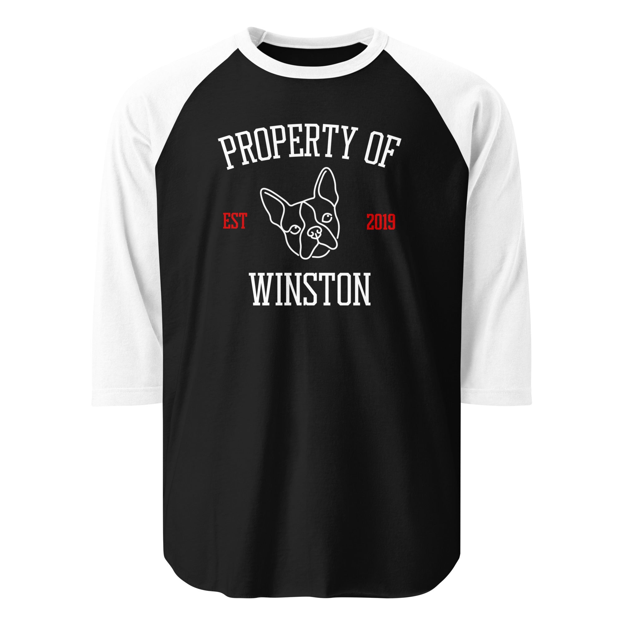 Property Of My Dog Custom Unisex 3/4 Sleeve Raglan Shirt . Black White