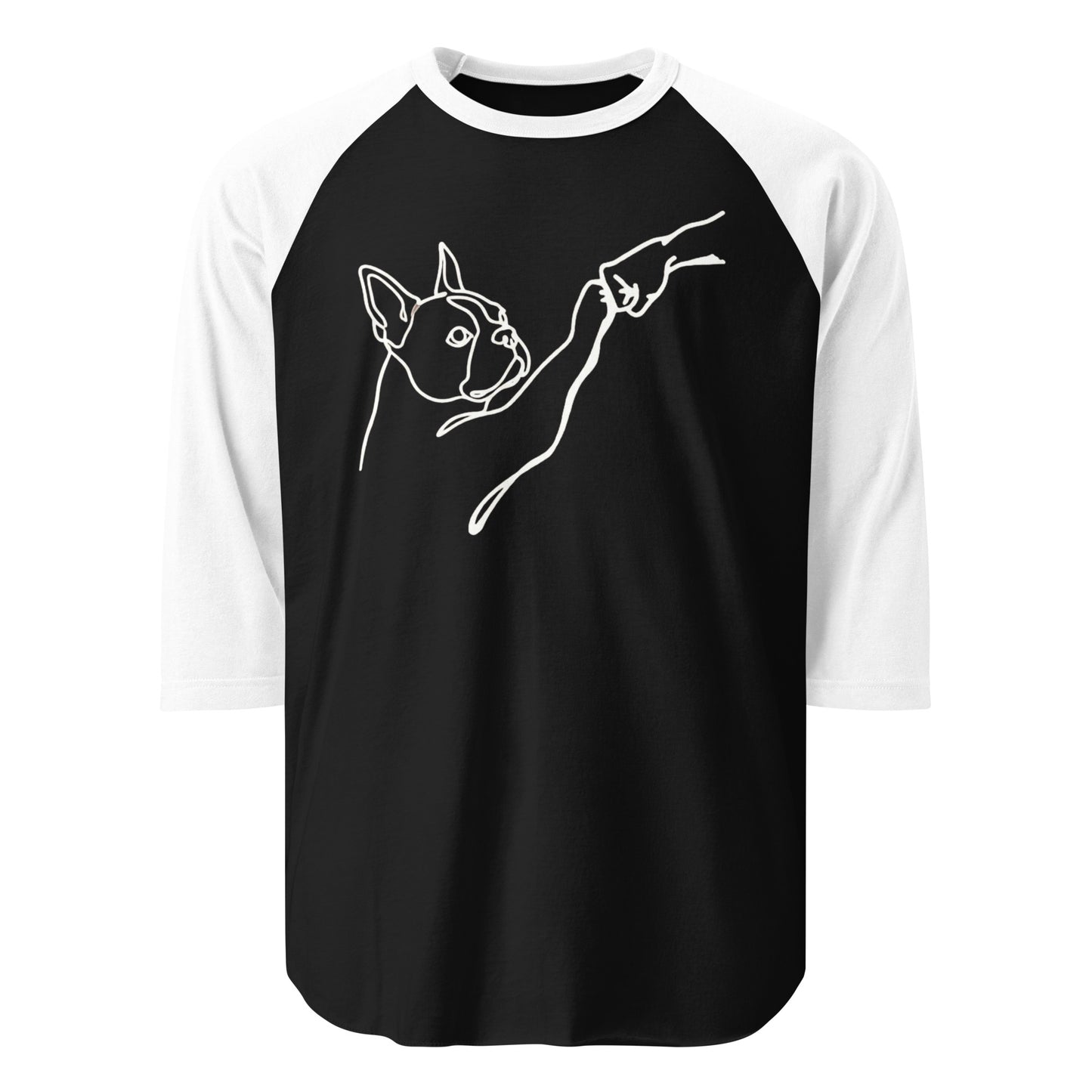 Dog Fist Bump 3/4 Sleeve Raglan Shirt . Black White