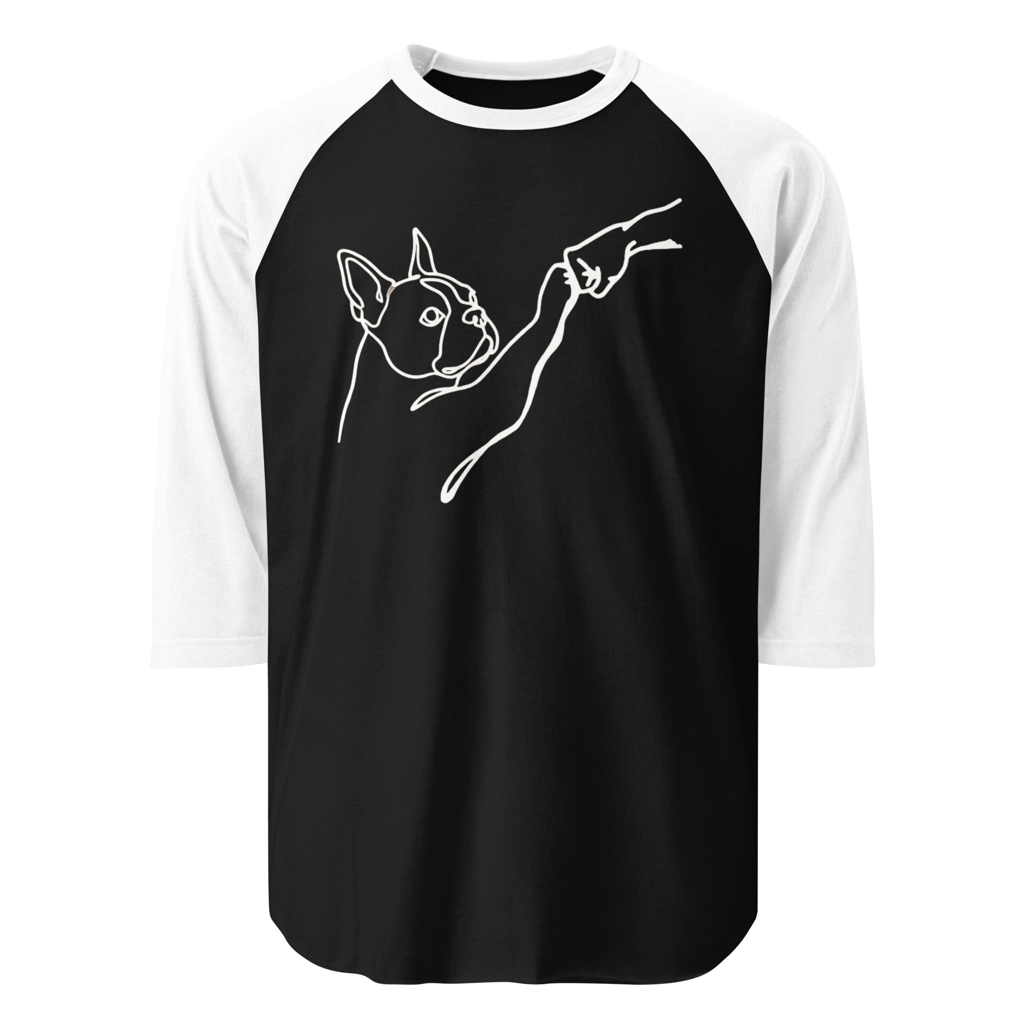 Dog Fist Bump 3/4 Sleeve Raglan Shirt . Black White