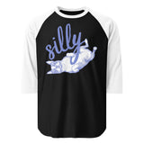 Silly Boston Terrier Dog Upside Down 3/4 Sleeve Raglan Shirt . Black White