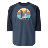 Custom Dog Sunset Vintage Retro Style 3/4 Sleeve Raglan Shirt . Heather Denim Navy