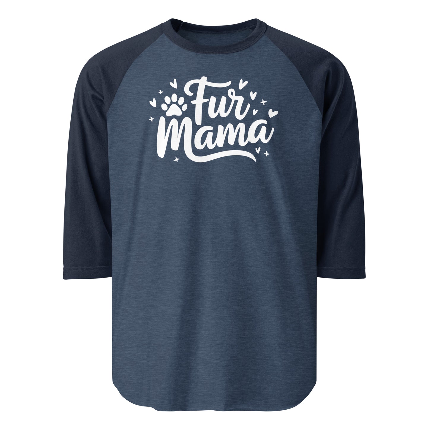 Fur Mama 3/4 Sleeve Raglan Shirt . Heather Denim Navy