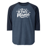 Fur Mama 3/4 Sleeve Raglan Shirt . Heather Denim Navy