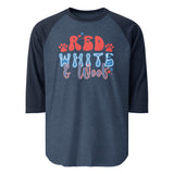 Red White And Woof 3/4 Sleeve Raglan Shirt . Heather Denim Navy