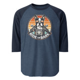 Ride or Bark 3/4 Sleeve Raglan Shirt . Heather Denim Navy