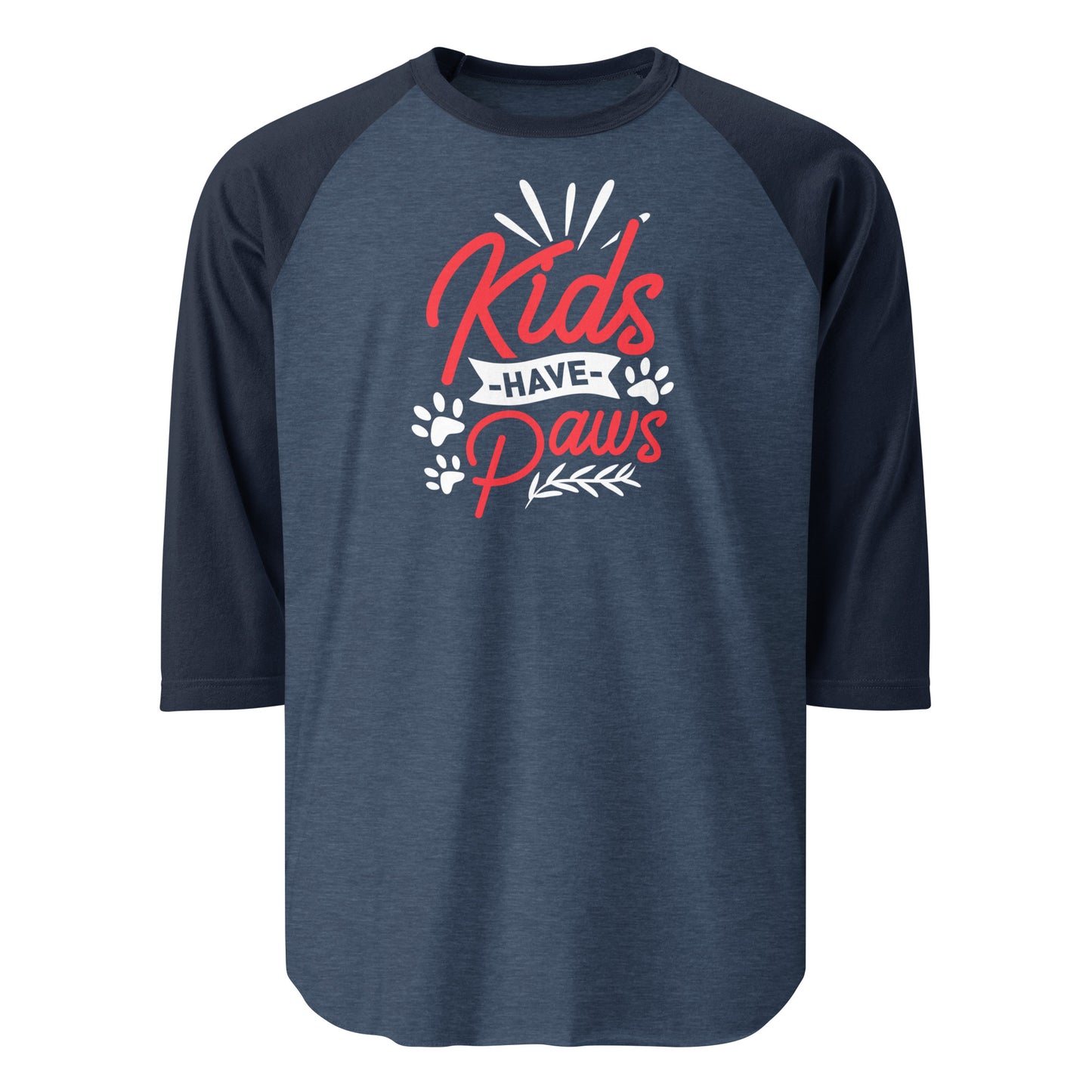 Kids Have Paws 3/4 Sleeve Raglan Shirt . Heather Denim Navy
