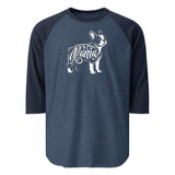 Boston Terrier Mama 3/4 Sleeve Raglan Shirt . Heather Denim Navy