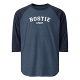 Bostie Sport 3/4 Sleeve Raglan Shirt . Heather Denim Navy