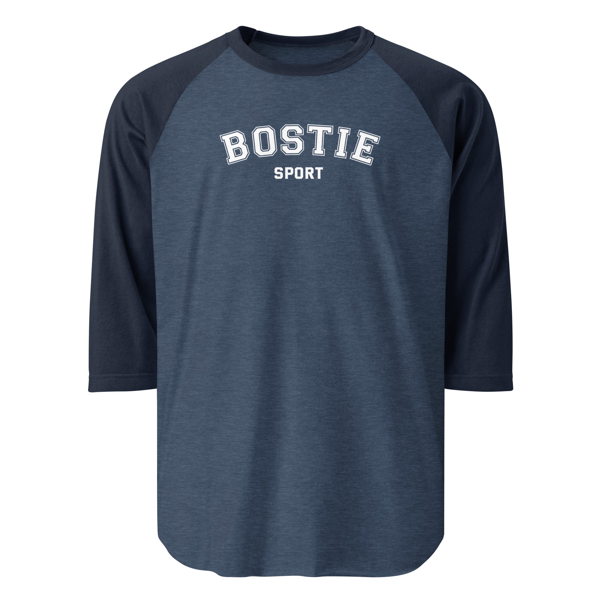 Bostie Sport 3/4 Sleeve Raglan Shirt . Heather Denim Navy