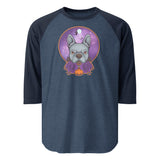 Boston Terrier Halloween 3/4 Sleeve Raglan Shirt . Heather Denim Navy