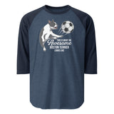 Soccer Boston Terrier 3/4 Sleeve Raglan Shirt . Heather Denim Navy