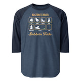 Boston Terrier Dog Stubborn Tricks 3/4 Sleeve Raglan Shirt . Heather Denim Navy