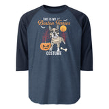 This Is My Boston Terrier Costume 3/4 Sleeve Raglan Shirt . Heather Denim Navy