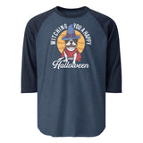 Witching You A Happy Halloween 3/4 Sleeve Raglan Shirt . Heather Denim Navy