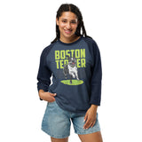 Happy Boston Terrier 3/4 Sleeve Raglan Shirt .