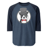 The Gentleman Boston Terrier Dog 3/4 Sleeve Raglan Shirt . Heather Denim Navy