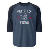 Property Of My Dog Custom Unisex 3/4 Sleeve Raglan Shirt . Heather Denim Navy