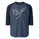 Dog Fist Bump 3/4 Sleeve Raglan Shirt . Heather Denim Navy