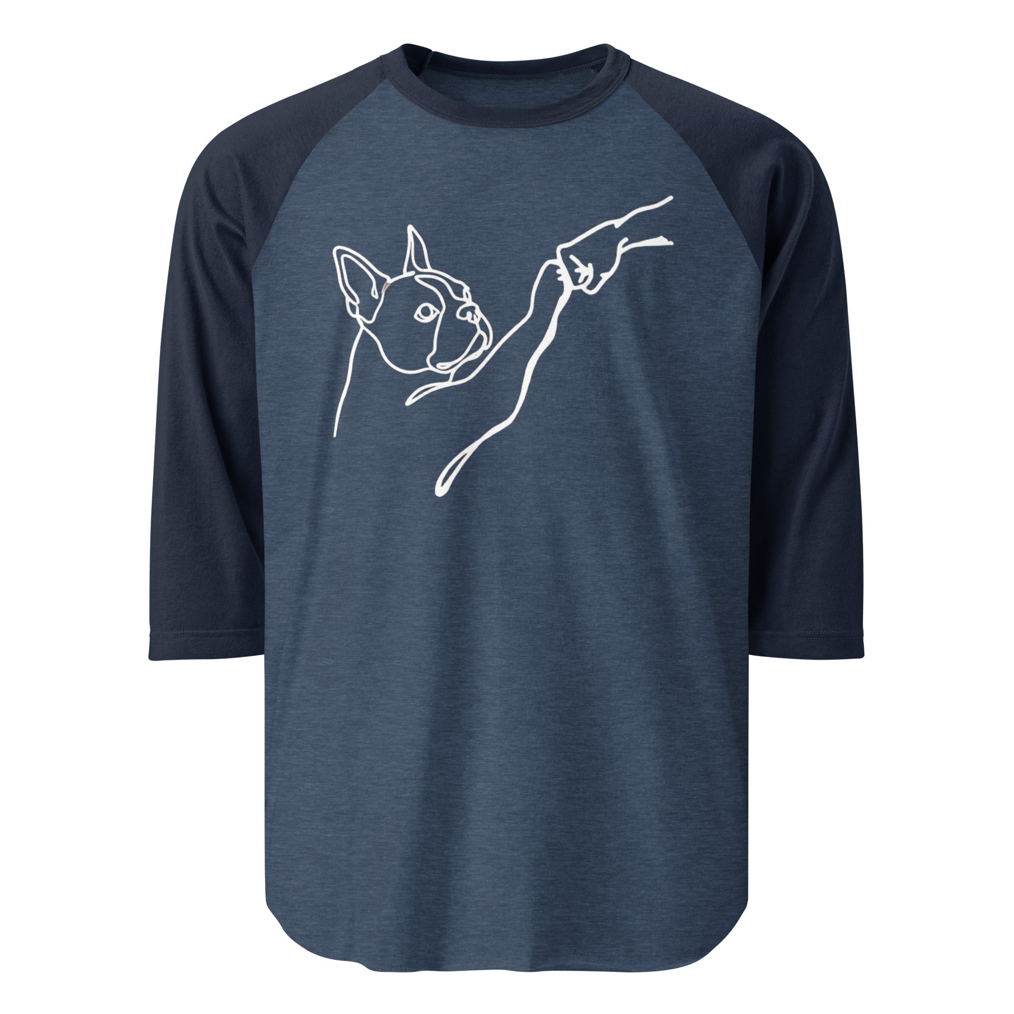 Dog Fist Bump 3/4 Sleeve Raglan Shirt . Heather Denim Navy