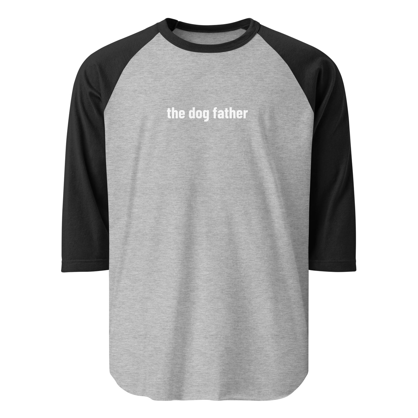 The Dog Father 3/4 Sleeve Raglan Shirt . Heather Grey Black