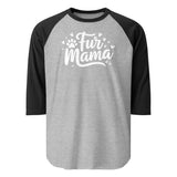 Fur Mama 3/4 Sleeve Raglan Shirt . Heather Grey Black
