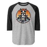 Ride or Bark 3/4 Sleeve Raglan Shirt . Heather Grey Black