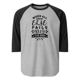 When All Else Fails Hug The Dog 3/4 Sleeve Raglan Shirt . Heather Grey Black