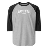 Bostie Sport 3/4 Sleeve Raglan Shirt . Heather Grey Black