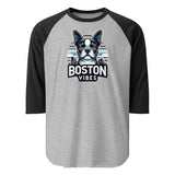 Boston Vibes 3/4 Sleeve Raglan Shirt . Heather Grey Black