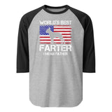 World's Best Farter I Mean Father 3/4 Sleeve Raglan Shirt . Heather Grey Black