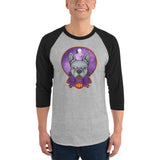 Boston Terrier Halloween 3/4 Sleeve Raglan Shirt .