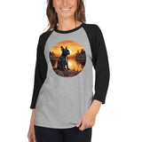 Boston Terrier Sitting By A Calm Lake 3/4 Sleeve Raglan Shirt .