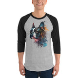 Boston Terrier Art 3/4 Sleeve Raglan Shirt .