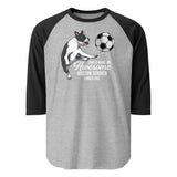 Soccer Boston Terrier 3/4 Sleeve Raglan Shirt . Heather Grey Black