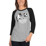 Soccer Boston Terrier 3/4 Sleeve Raglan Shirt .