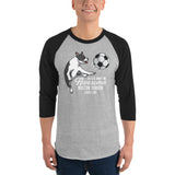 Soccer Boston Terrier 3/4 Sleeve Raglan Shirt .