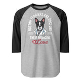 Boston Terriers Are Doctors Their Medicine Is Love 3/4 Sleeve Raglan Shirt . Heather Grey Black