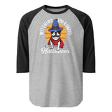 Witching You A Happy Halloween 3/4 Sleeve Raglan Shirt . Heather Grey Black