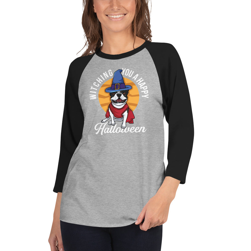 Witching You A Happy Halloween 3/4 Sleeve Raglan Shirt .