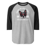 Sorry I'm Late I Saw A Boston Terrier 3/4 Sleeve Raglan Shirt . Heather Grey Black