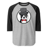 The Gentleman Boston Terrier Dog 3/4 Sleeve Raglan Shirt . Heather Grey Black