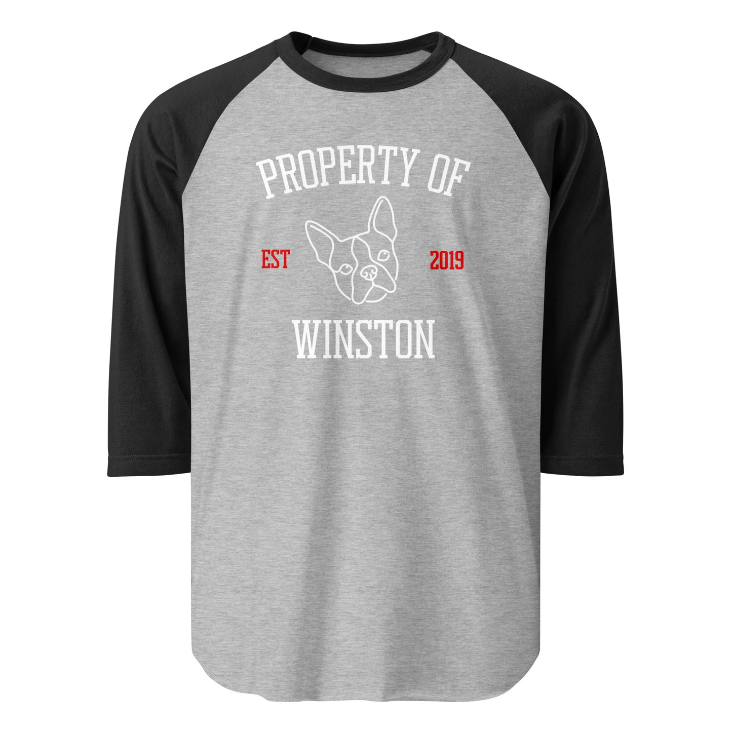 Property Of My Dog Custom Unisex 3/4 Sleeve Raglan Shirt . Heather Grey Black